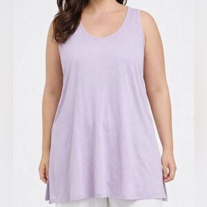 $100 Eileen Fisher Lavender Tencel Jersey Sleeveless Women's long Tank L